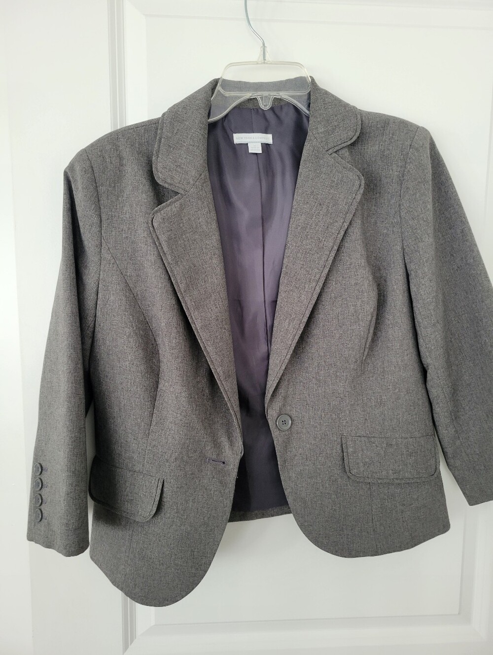 New York & Company Grey Women's Single-Button Blazer